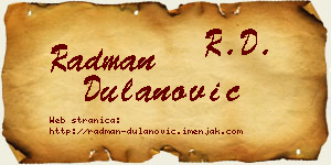 Radman Dulanović vizit kartica